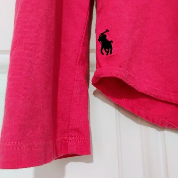 Ralph Lauren Girls 6X Cargo Pocket Soft Knit Shirt Roll Tab Sleeves Fuchsia Pink - Picture 7 of 13